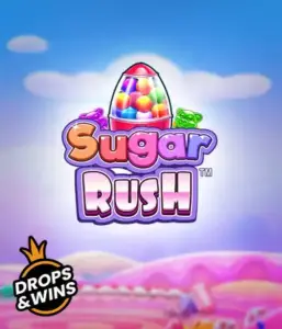 Скриншот игрового автомата Sugar Rush от Pragmatic Play, демонстрирующее разноцветный мир конфет и сладостей. На изображении видны символы в виде конфет и желейных мишек, окруженные сладкой атмосферой. В центре расположен название слота Sugar Rush, подчеркивающий сахарную тематику игры.